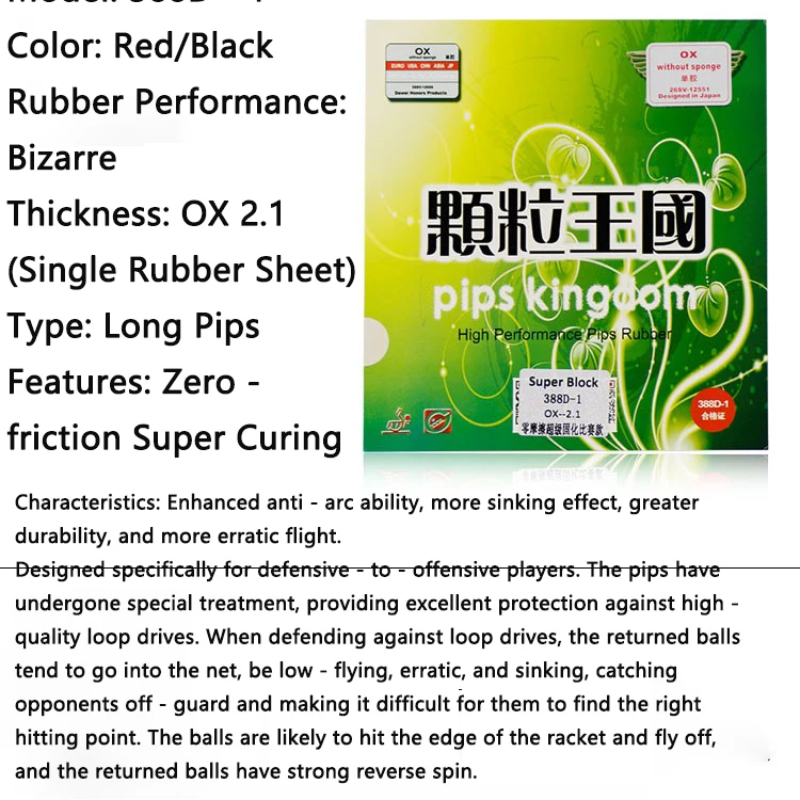 Cured Long Pips OX Pingpong Ru - Table Tennis Padel ulasan dan harga